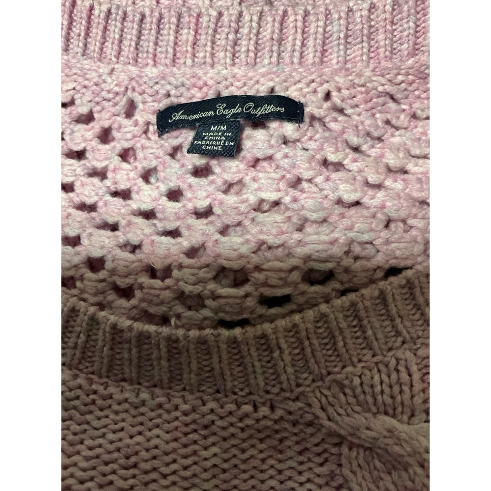 American Eagle Outfitters Pink Open Knit Scoop Neck Sweater Womens M 2013 - Picture 5 of 6
